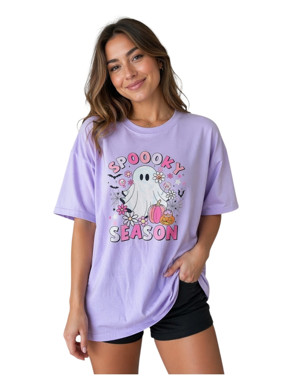 NWT Athletic Works Spooky Season Ghost Halloween Graphic Tee Purple Small